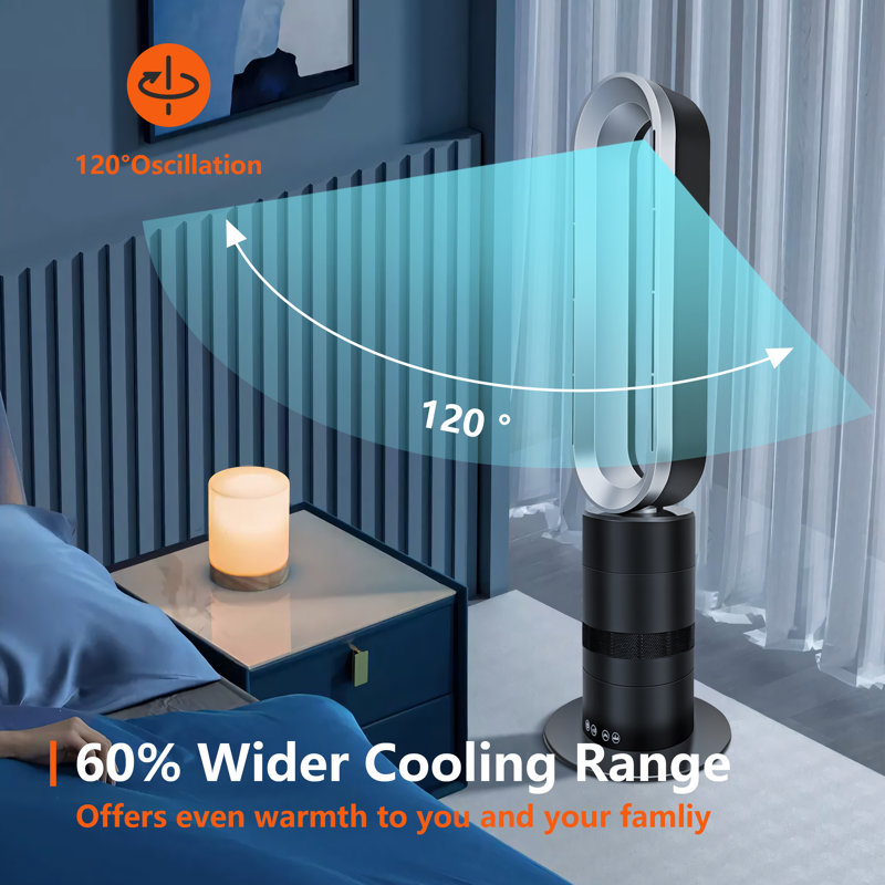 dubbin Oscillating Bladeless Tower Fan and Heater Combo with Remote